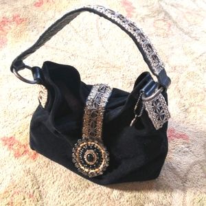 LEATHEROCK Boho Suede Jewel Embellished Hobo Bag